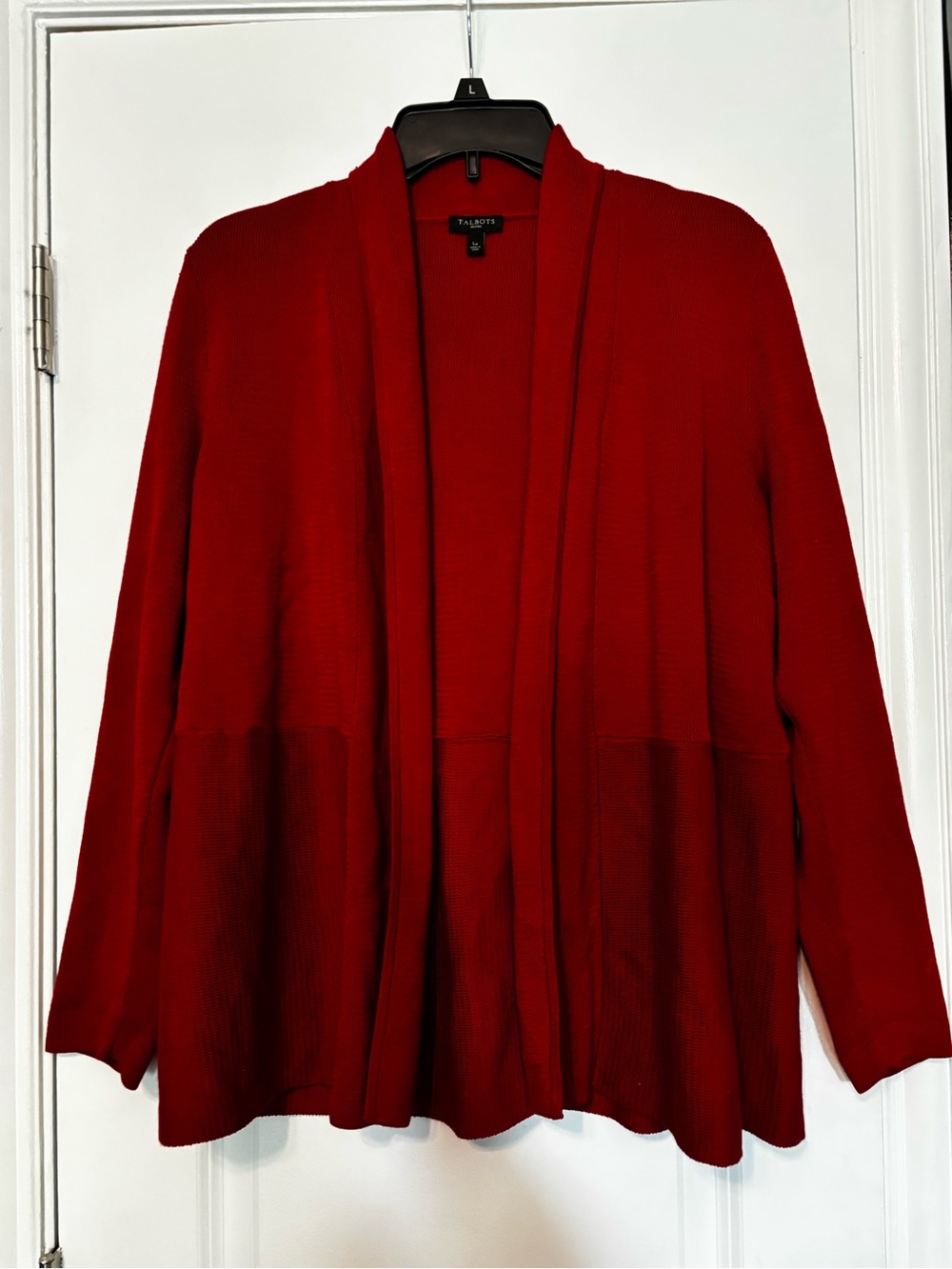 Talbots Open-Front Red Cardigan Sweater Large Petite